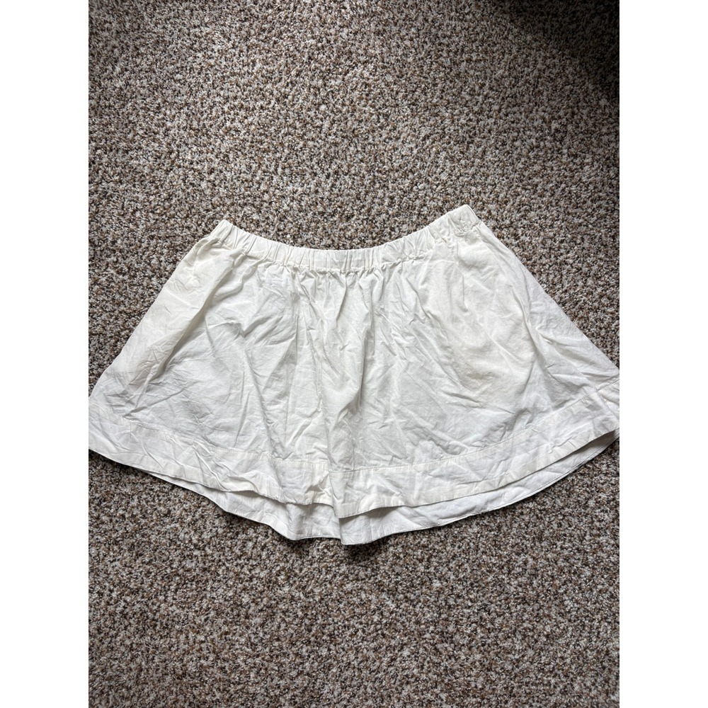 NEW Free People Free-est Mini Skirt Medium Ivory Elastic Waist Cotton Pockets